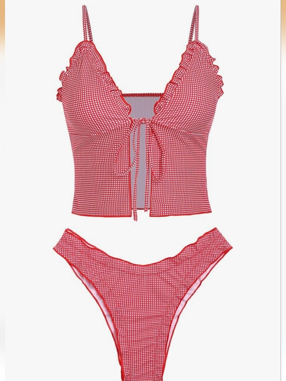 Red Gingham Two-Piece Swim Set - Picture 4 of 10